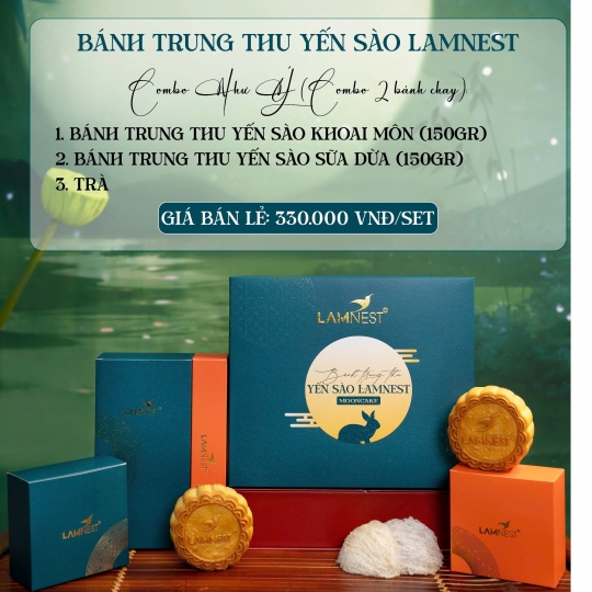 Bánh Trung Thu Yến Sào Lamnest | Combo 2 Bánh Trung Thu Yến Sào Như Ý + Trà