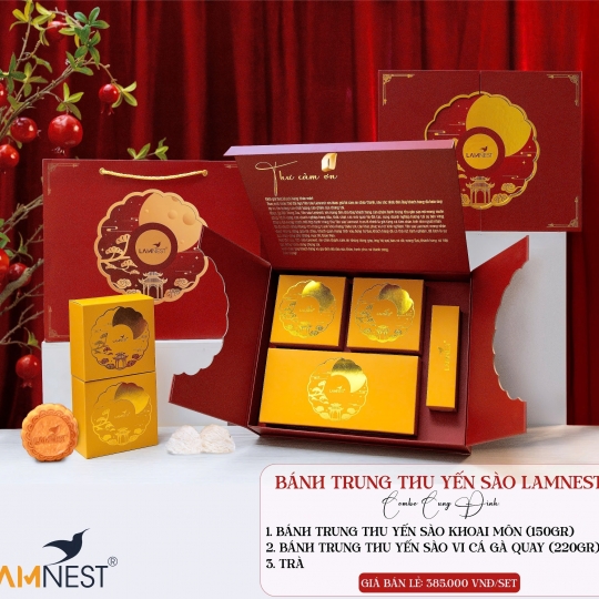 Bánh Trung Thu Yến Sào Lamnest | Combo 2 Bánh Trung Thu Yến Sào Cung Đình + Trà